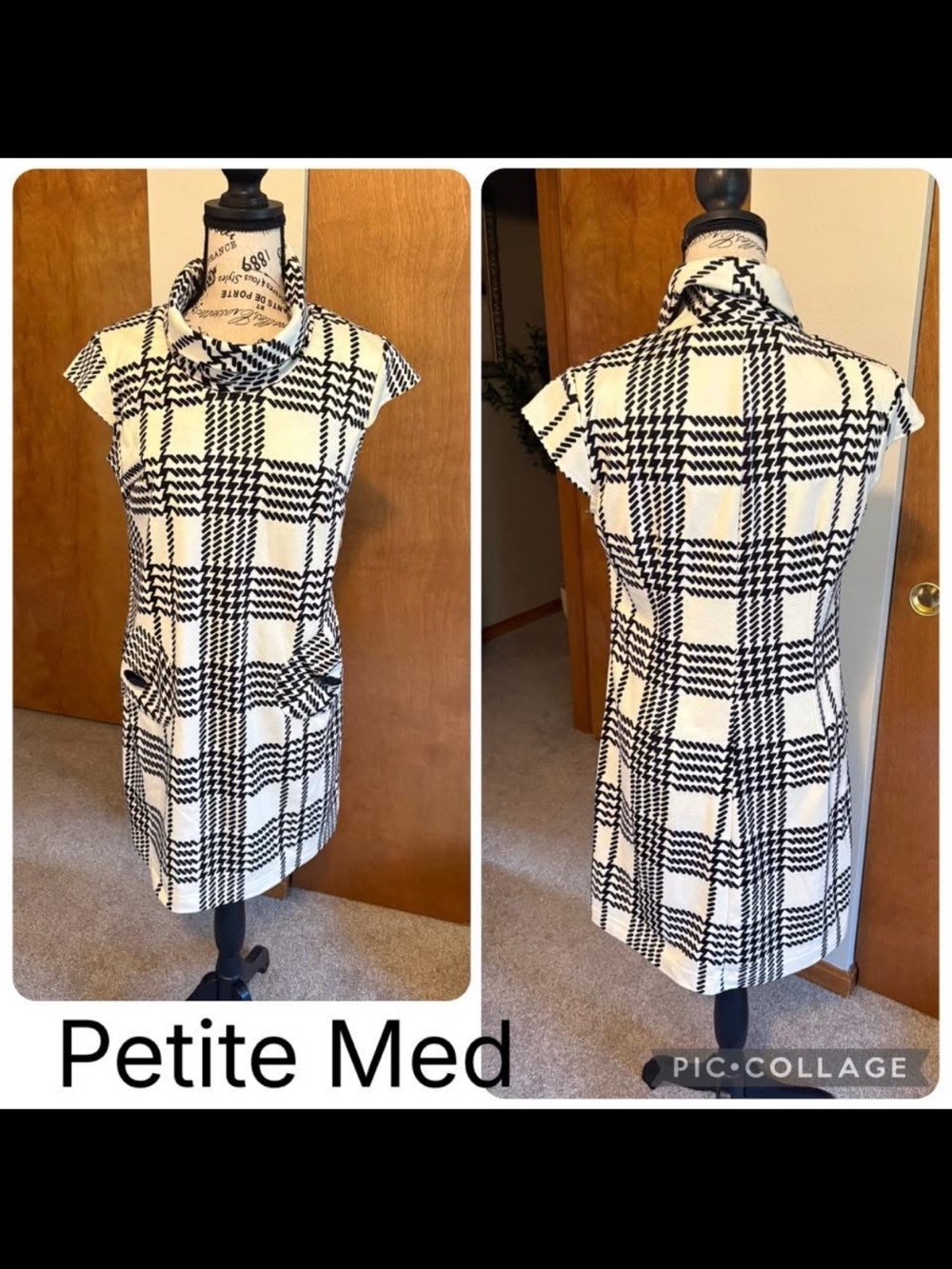 Black & White Plaid Shift Dress